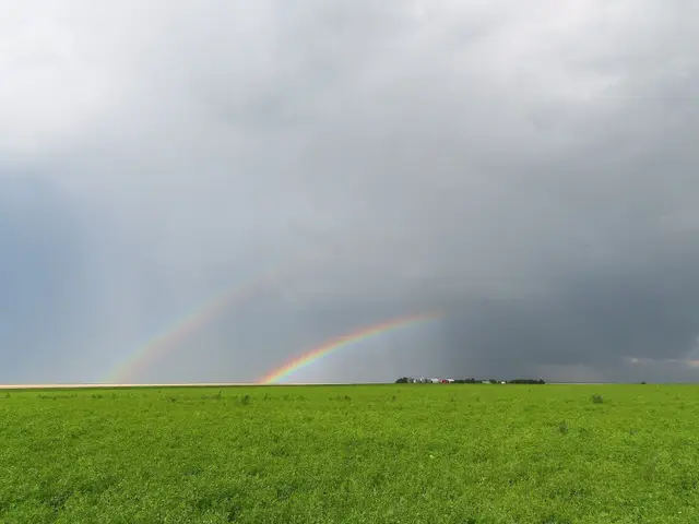 Double rainbow over farmland south of Kyle